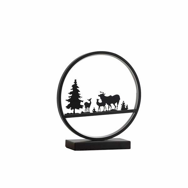 Cling 12.75 in. Deer Family LED Black Table Lamp CL3116597